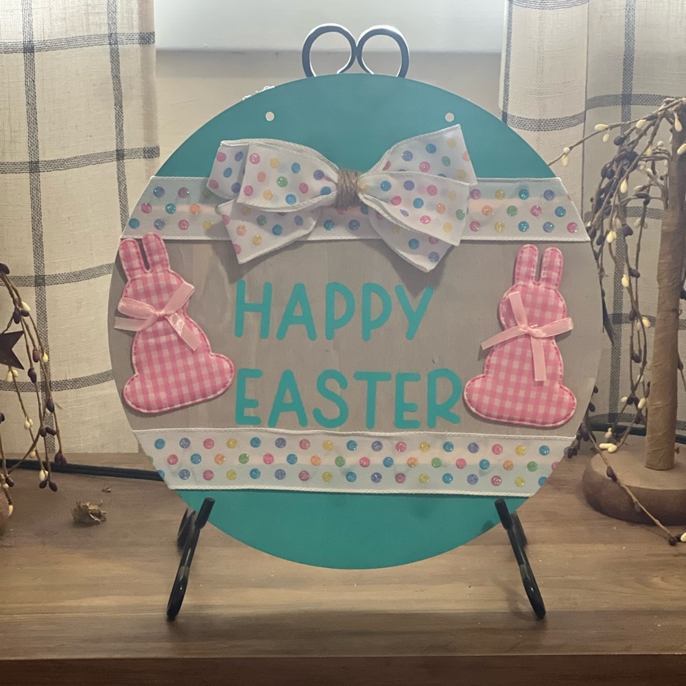Easter Decor with Pink and Teal Accents.